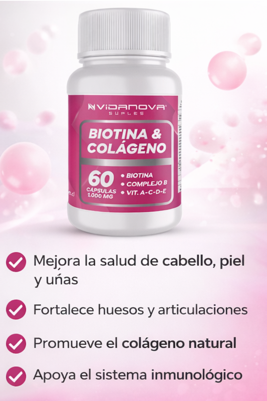 Biotina + Colágeno 1000mg 60 cápsulas - Fortalece tu Cuerpo