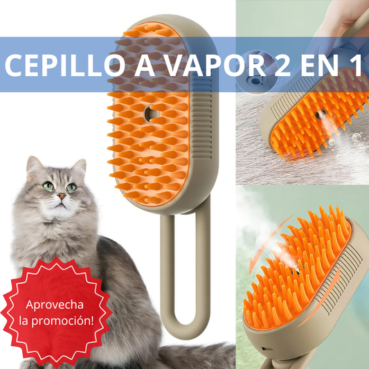 Cepillo a Vapor 2 en 1 para Mascotas