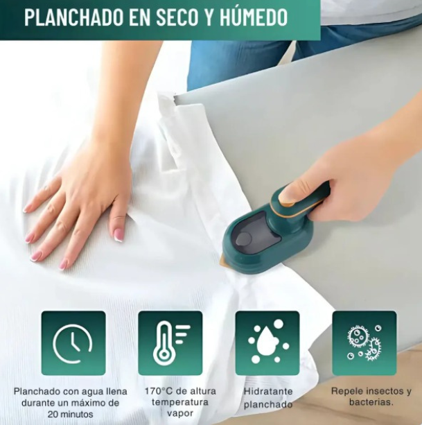 Plancha a Vapor Portátil 2 en 1 - Uso Seco y Húmedo
