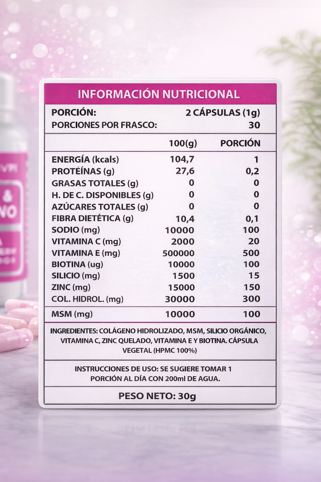 Biotina + Colágeno 1000mg 60 cápsulas - Fortalece tu Cuerpo